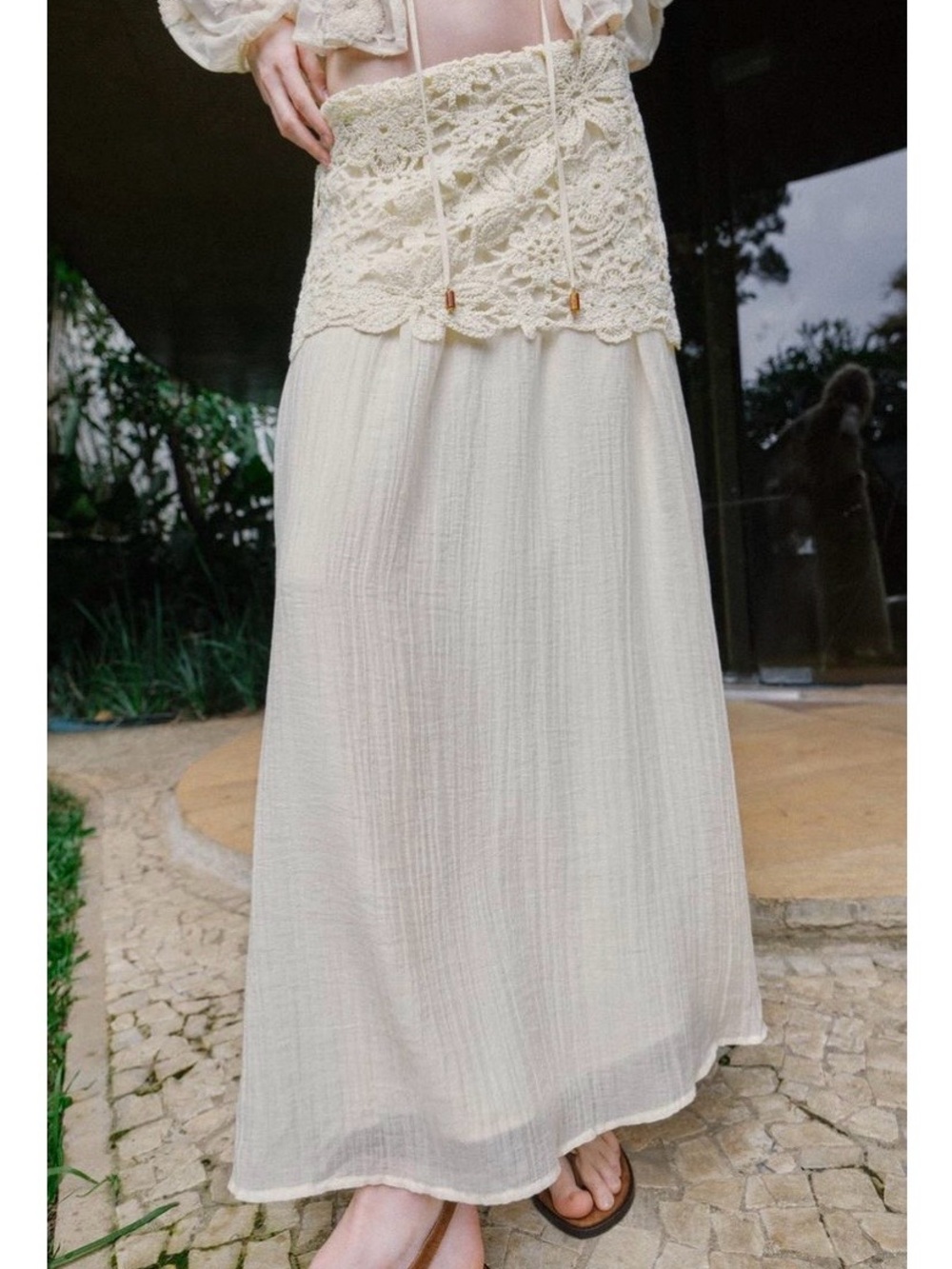 Zara Crochet Combination Midi Skirt